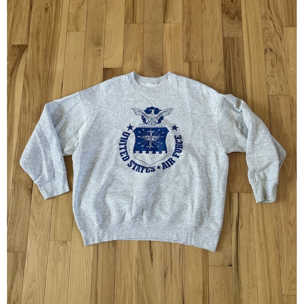 Vintage Air Force Sweatshirt Mens Large Gray Crewneck Long Sleeve